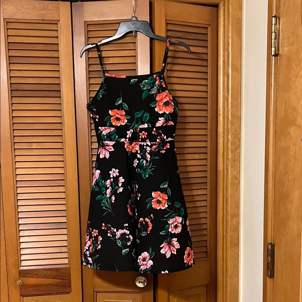 Alya Black and Pink Floral Mini Dress